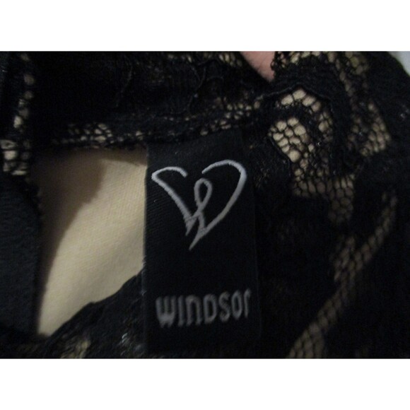 Windsor Black Lace Nude Lined Maxi Gown Womens S Formal Evening Prom Dress Slit - Picture 7 of 11